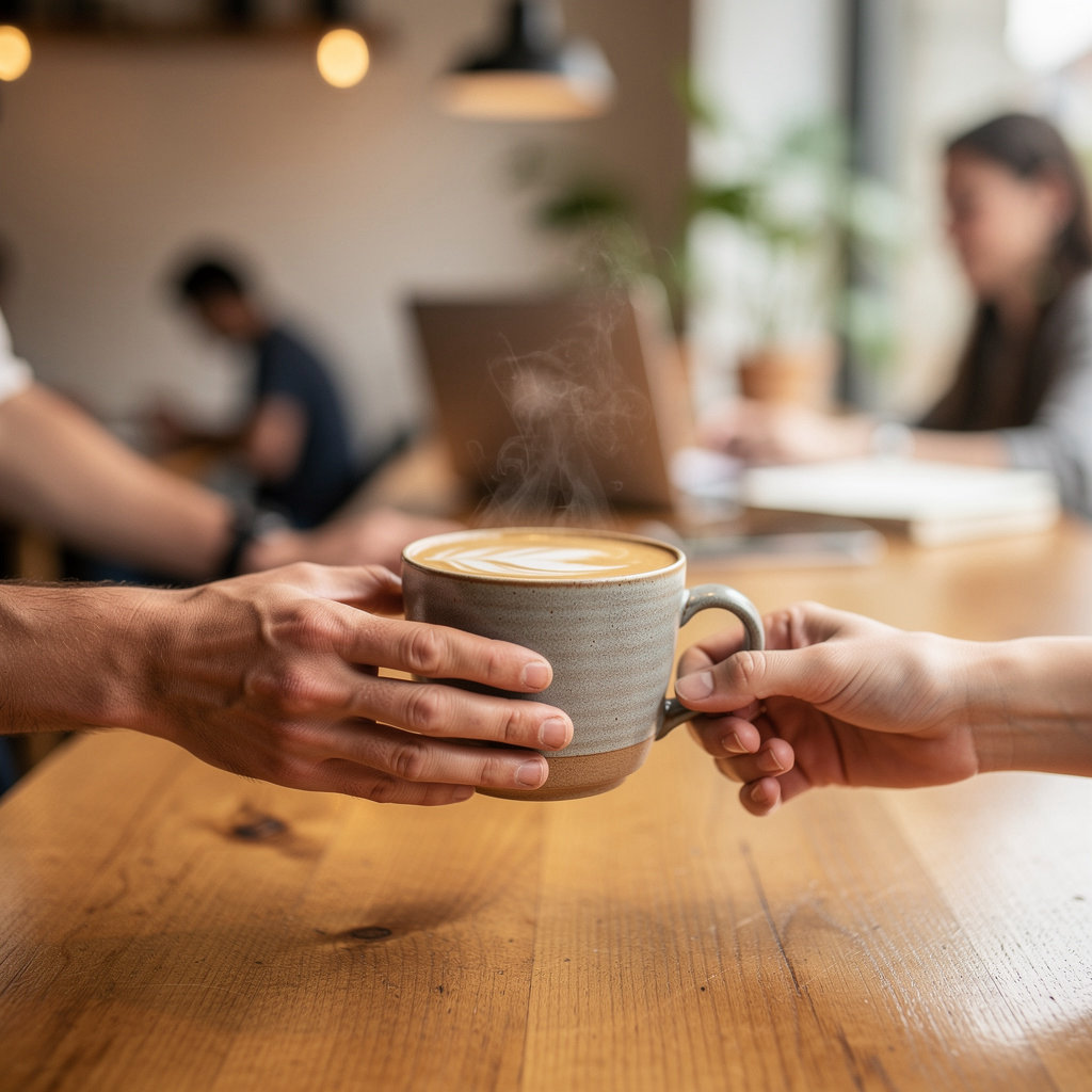 Morning Brew Austin 512-555-0192 community gathering space with locals working and socializing